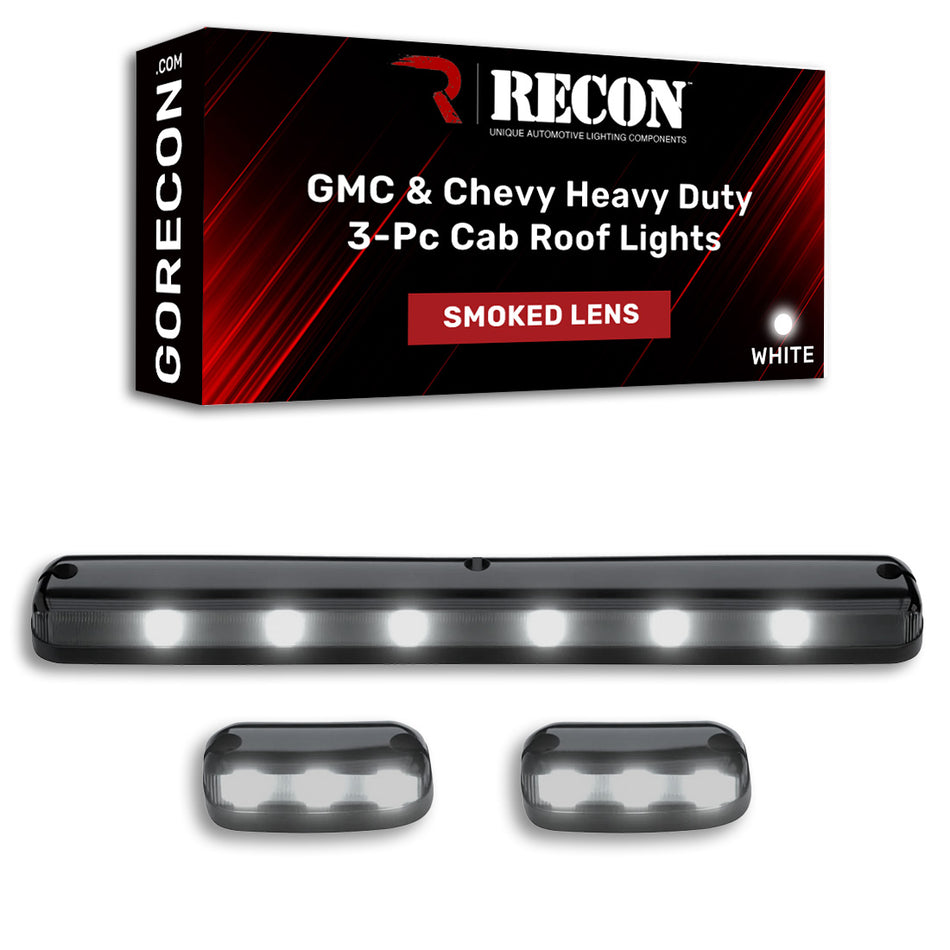 GMC & Chevy 07-14 3 Piece Cab Roof Light Set OLED Smoked Lens in White