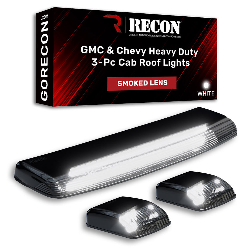 GMC & Chevy 15-19 3-Piece Cab Roof Light Set LED Smoked Lens in White LED