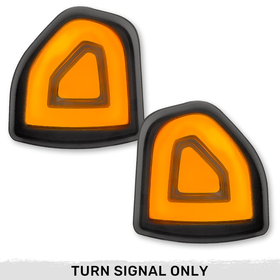 Dodge 10-21 RAM 2500/3500 Corner Side Tow Mirror Turn Signal Light (2-Piece Set) with Amber LED Turn Signals - Smoked Lens