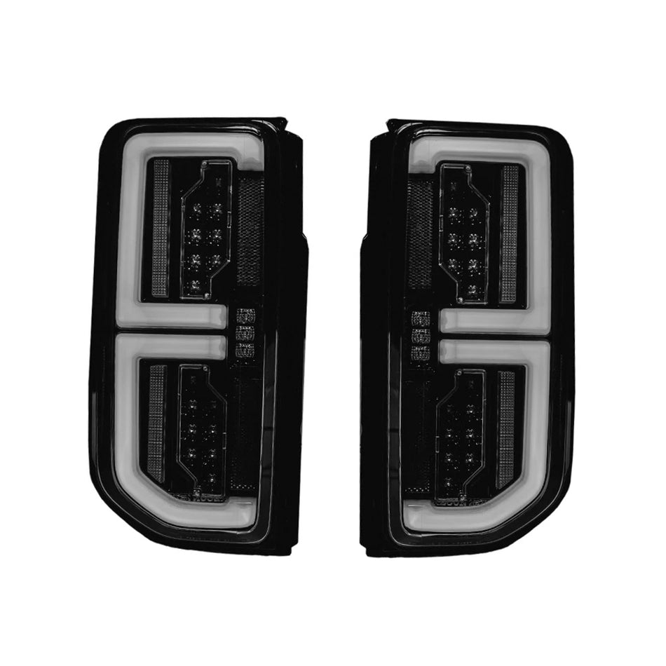 Ford 21-24 BRONCO (Replaces OEM Factory Installed LED Tail Lights) High-Powered OLED Bar Style RED Running & Brake Lights with Scanning OLED Turn Signals OLED TAIL LIGHTS - Smoked Lens
