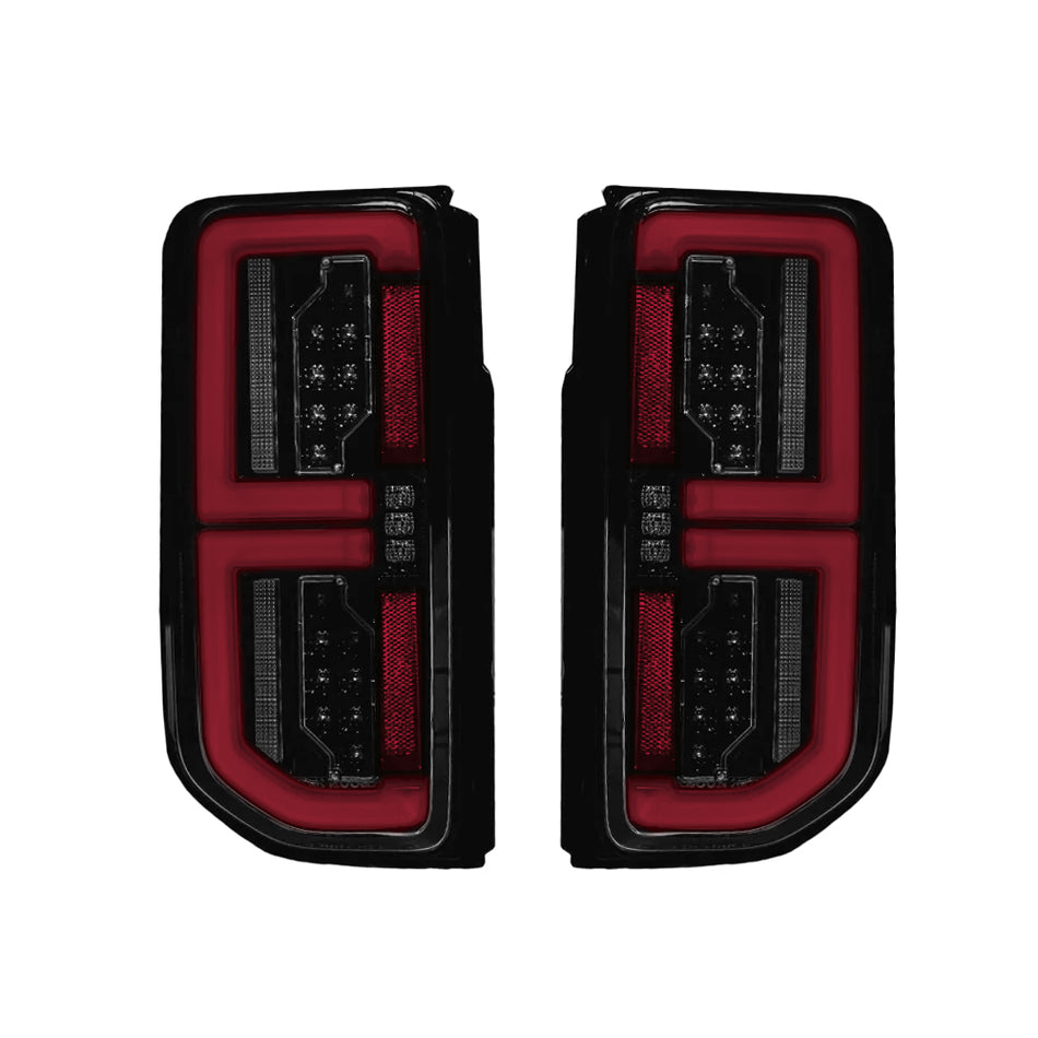 Ford 21-24 BRONCO (Replaces OEM Factory Installed LED Tail Lights) High-Powered OLED Bar Style RED Running & Brake Lights with Scanning OLED Turn Signals OLED TAIL LIGHTS - Smoked Lens