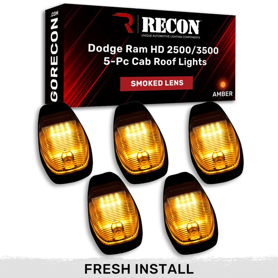 Dodge RAM HD 2500/3500 19-24 5-Piece Cab Roof Light Set LED Smoked Lens in Amber (Fresh Install Only)