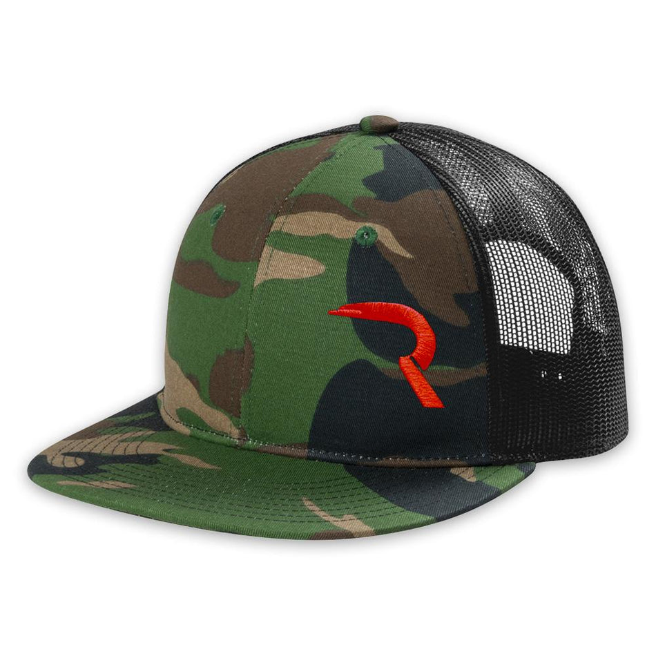 RECON "R" Trucker Snapback Hat - Green Camo
