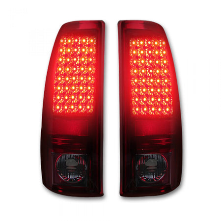 Chevy Silverado &amp; GMC Sierra 99-07 Tail Lights LED in Dark Red Smoked