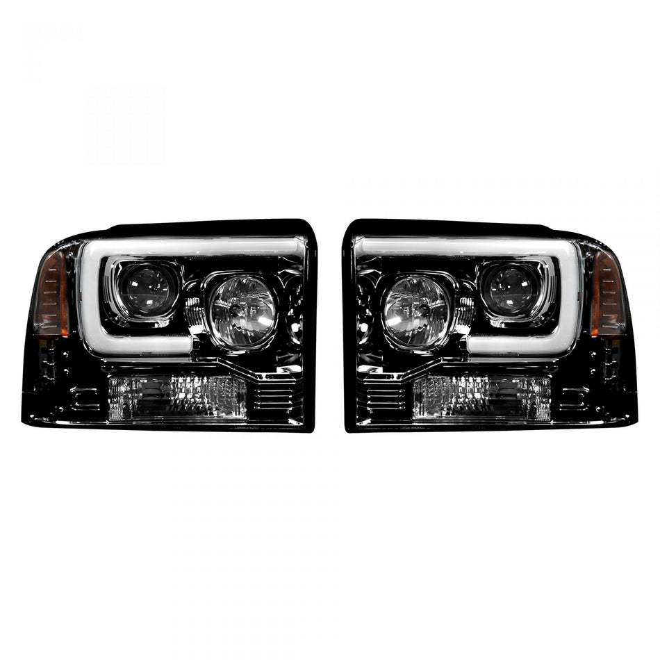 Ford Super Duty 05/07 Projector Headlights OLED Halos DRL Smoked/Black