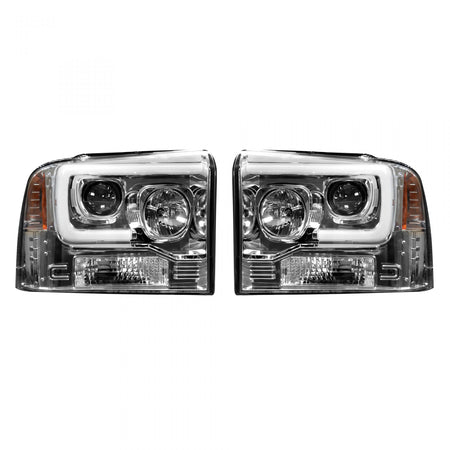 Ford Super Duty 05-07 Projector Headlights OLED Halos DRL Clear/Chrome