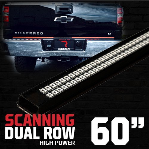 60" "Dual Row" Tailgate Bar High Power LED Scanning Red Signals, Brake & Reverse Lights
