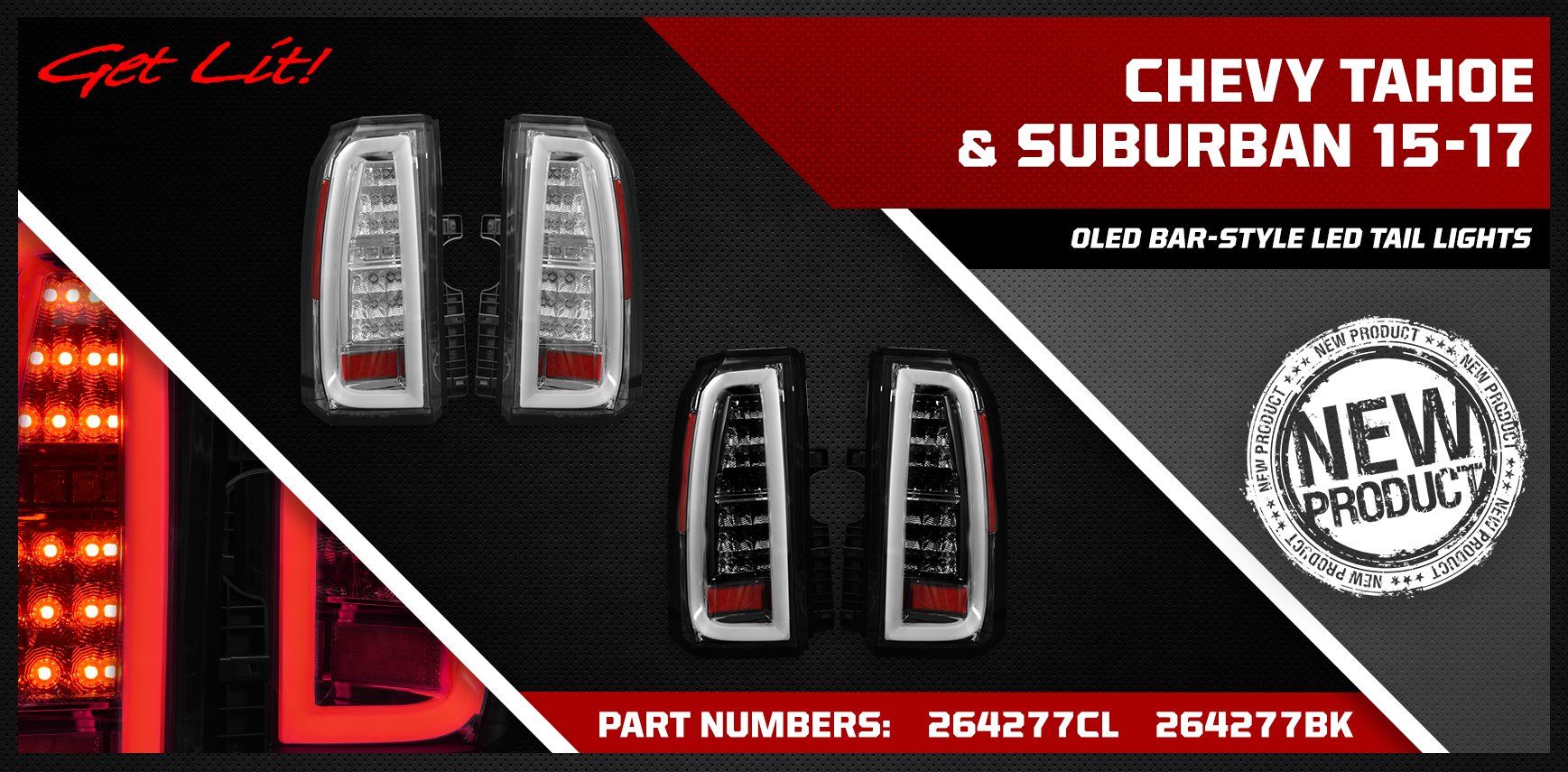 Chevy Tahoe &amp; Suburban 15-17 oled bar-style led tail lights banner