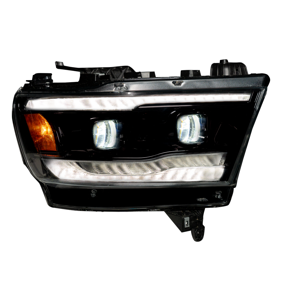 Dodge RAM 1500 19-23 5th Gen LED Hi/Low Beam Projector Headlights OLED DRL Scanning Switchback LED Signals Smoked/Black (Attn: Replaces OEM halogen headlights ONLY)