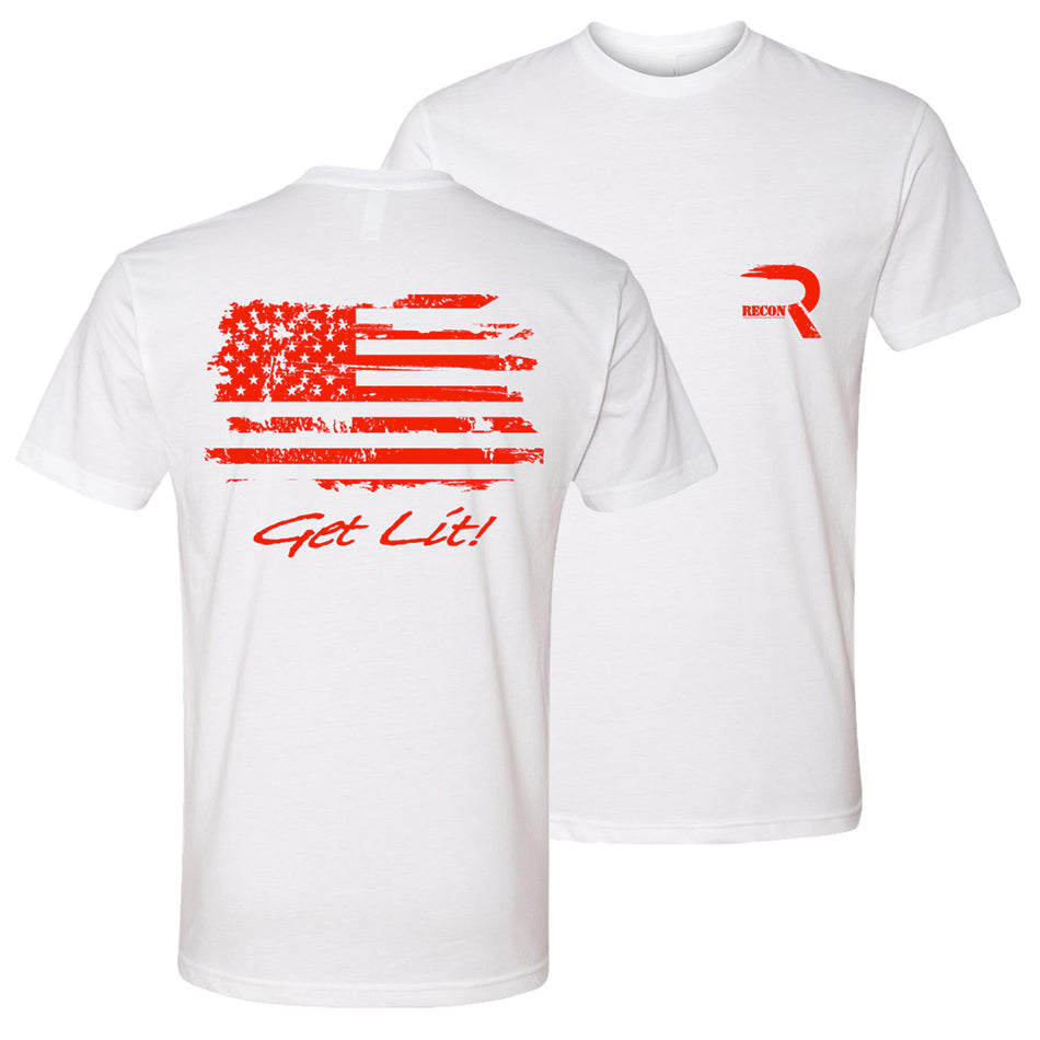 Short Sleeve | R-Logo with Flag on a White T-Shirt