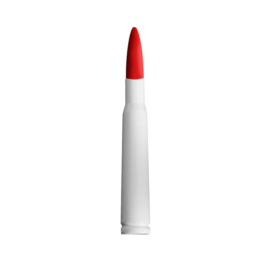 .50 Cal Bullet Antenna (Fits OEM Factory Threaded Antenna) in White with Red Tip