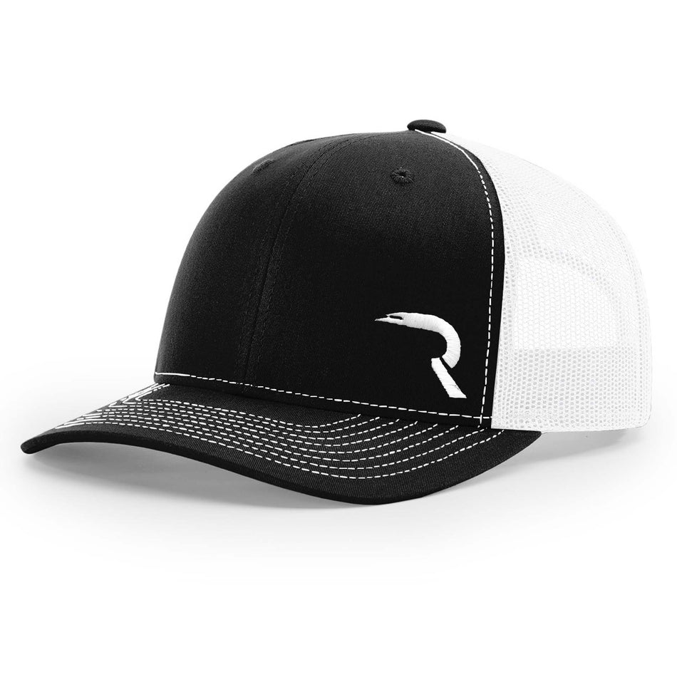 RECON "R" Trucker Snapback Hat - Black / White