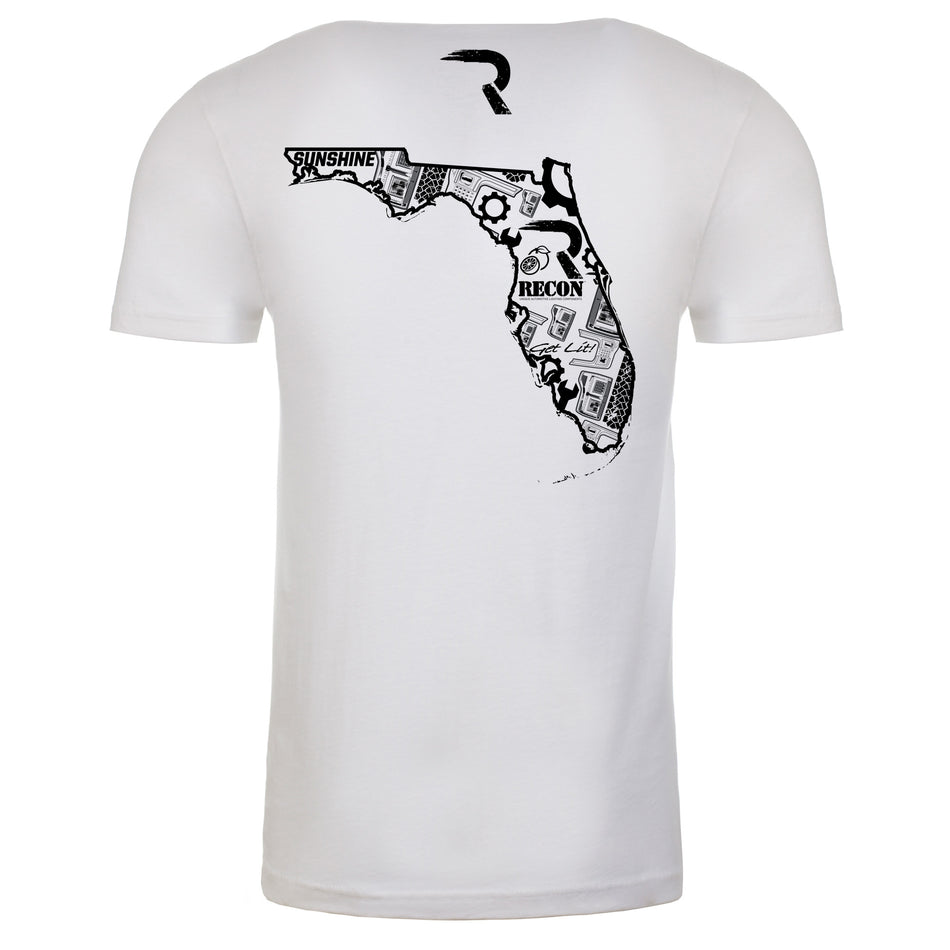 Illustrated Florida T-Shirt - White w/ Black Print