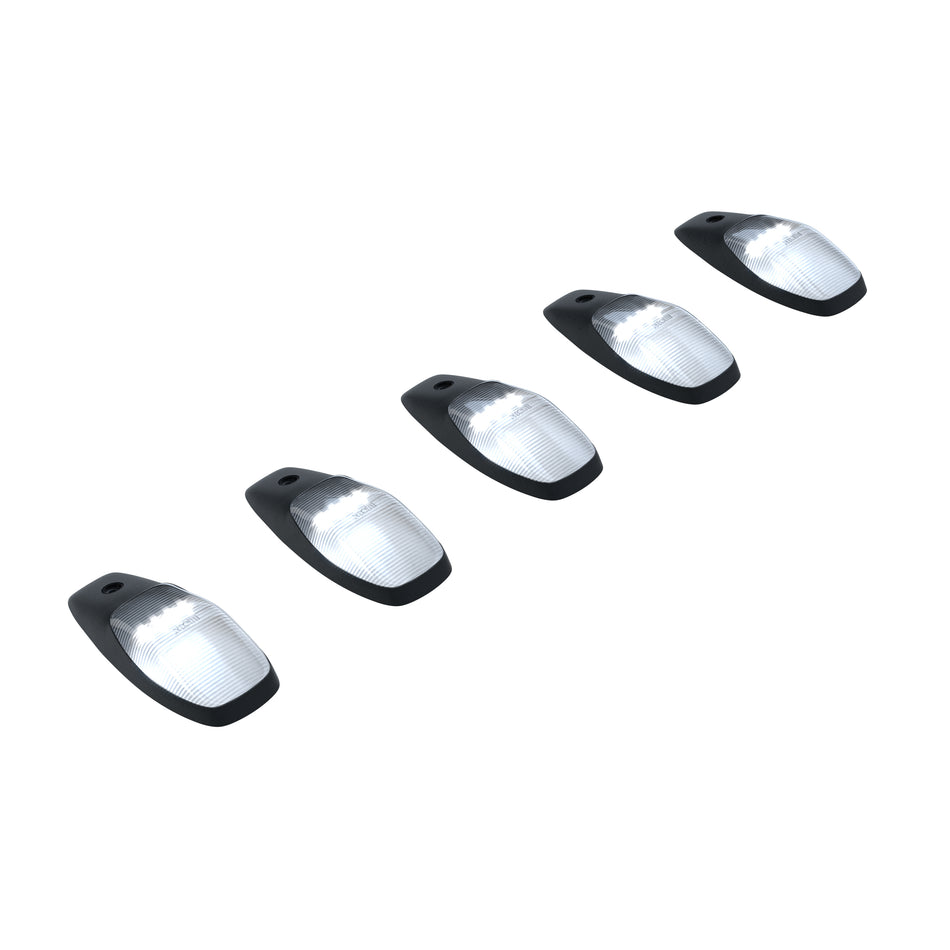 Dodge RAM HD 2500/3500 19-23 5-Piece Cab Roof Light Set LED Clear Lens in White (Attn: This cab light kit replaces OEM factory installed cab roof lights)