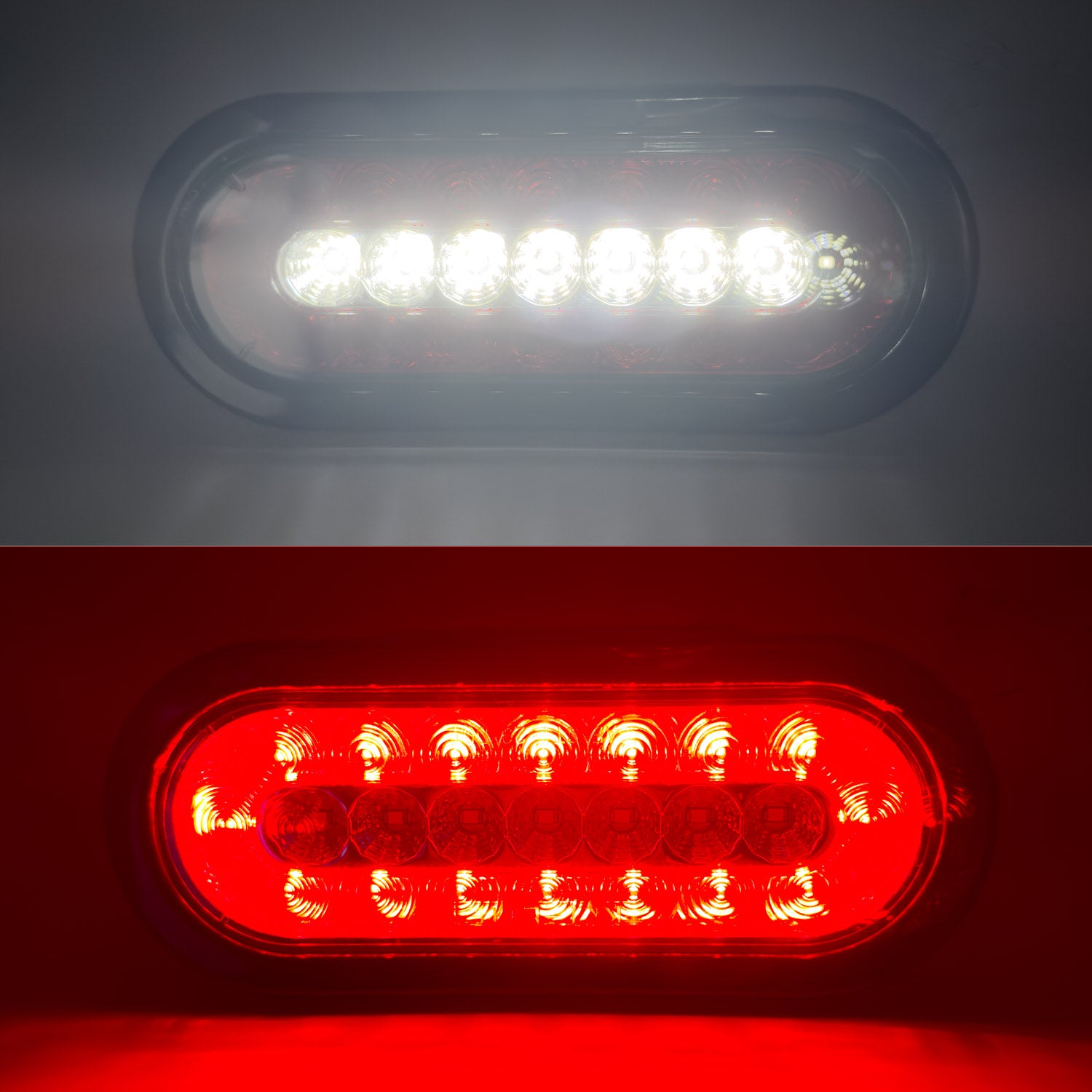 2x 6 Inch Oval LED Trailer Lights - Brake, Turn, Reverse, Tail - 12-24V, 3-Wire, 1-Year Warranty