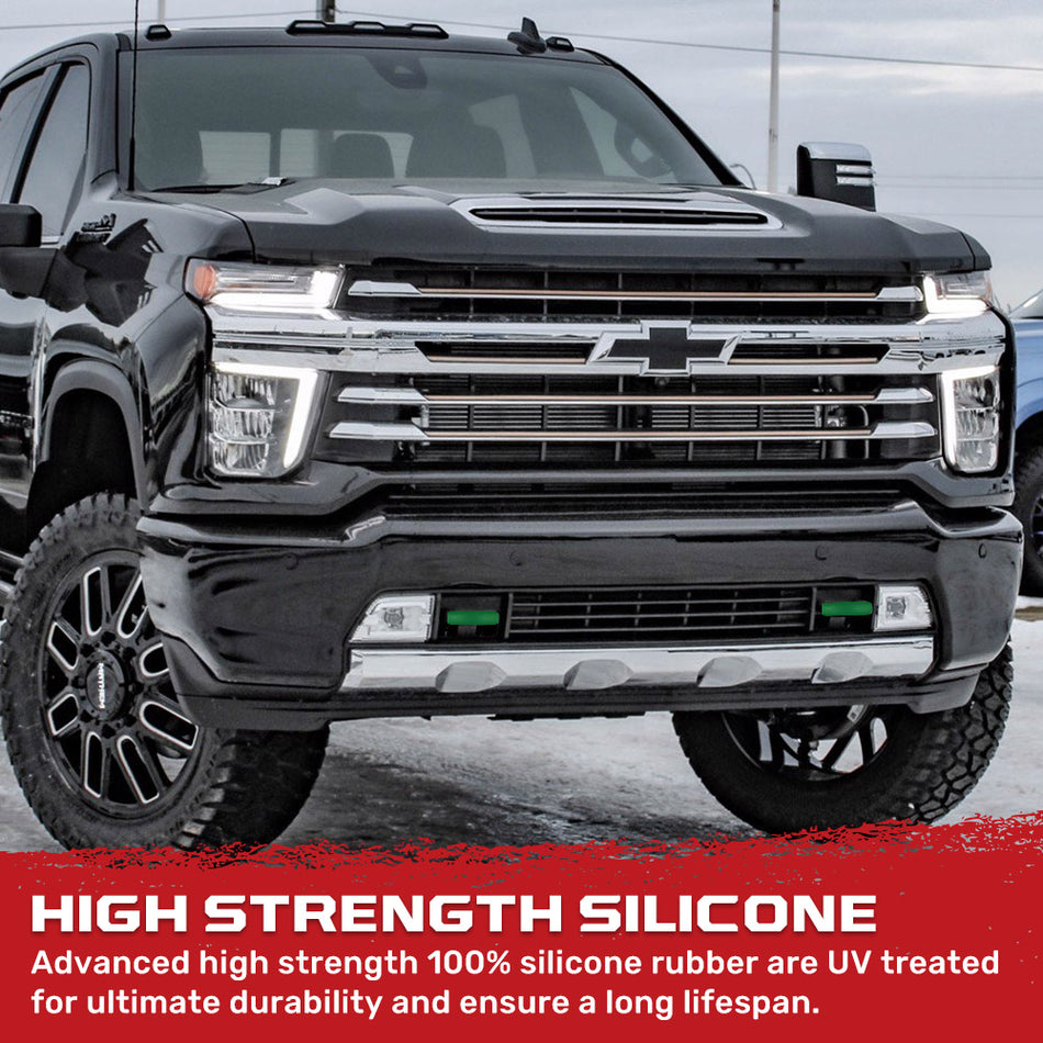 Chevy 20-25 Silverado 2500/3500 Tow Hook Covers 2-Piece Set of Silicone Covers Standard & LED Options - Multiple Colors