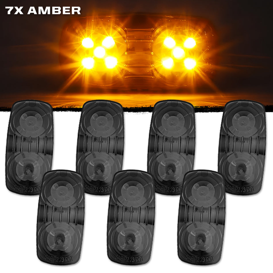 RECON 14-Pc Trailer Clearance Side Marker Running Lights Turn Signals 4" Lights with Ultra Bright 7 Red & 7 Amber LED Lights - Multiple Lens