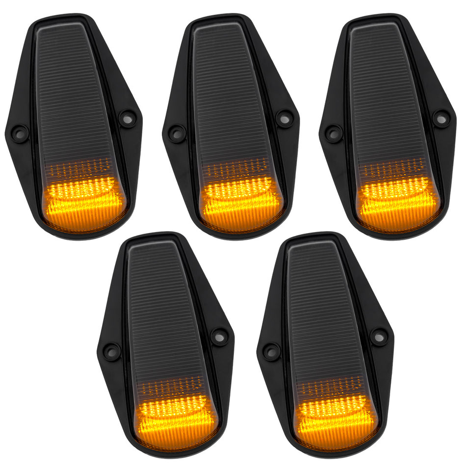 Ford SUPERDUTY 88-98 & Ford F-150 84-96 5pc Cab Light Set LED Smoked Lens with Amber LEDs