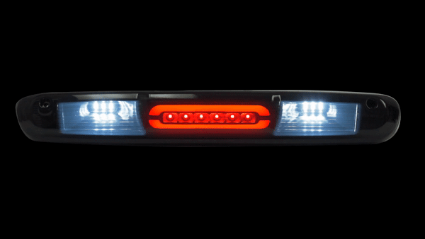 GMC Sierra & Chevy Silverado 07-13 3rd Brake Light Kit Ultra High Power Scanning Red LED with White XML Cargo Lights Smoked Lens