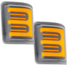 Ford 08-16 Super Duty F250/F350 Side Mirror Lenses (2-Piece Set) Ultra High Power White or Amber Running Lights & Scanning Amber Turn Signals Smoked or Clear Lens - AMBER / CLEAR