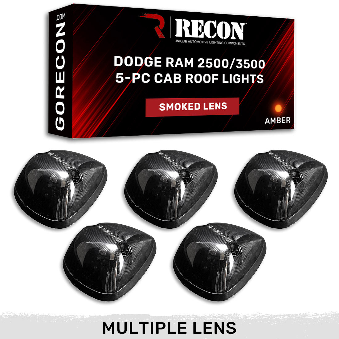 Dodge RAM 2500/3500 94-98 5-Piece Cab Roof Light Set Amber LED 194