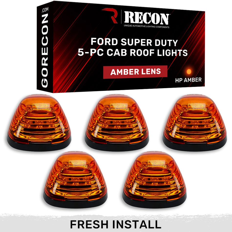 Ford Super Duty 99-16 5-Piece Cab Lights OLED Bar-Style Amber Lens in Amber OLED - (Attn: This part is for trucks that DID NOT come with factory installed cab roof lights)