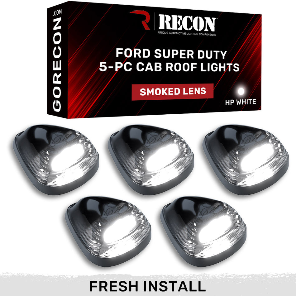 Ford Super Duty 99-16 5-Piece Cab Light Set OLED Bar-Style Smoked Lens in White OLED - (Attn: This part is for trucks that DID NOT come with factory installed cab roof lights)