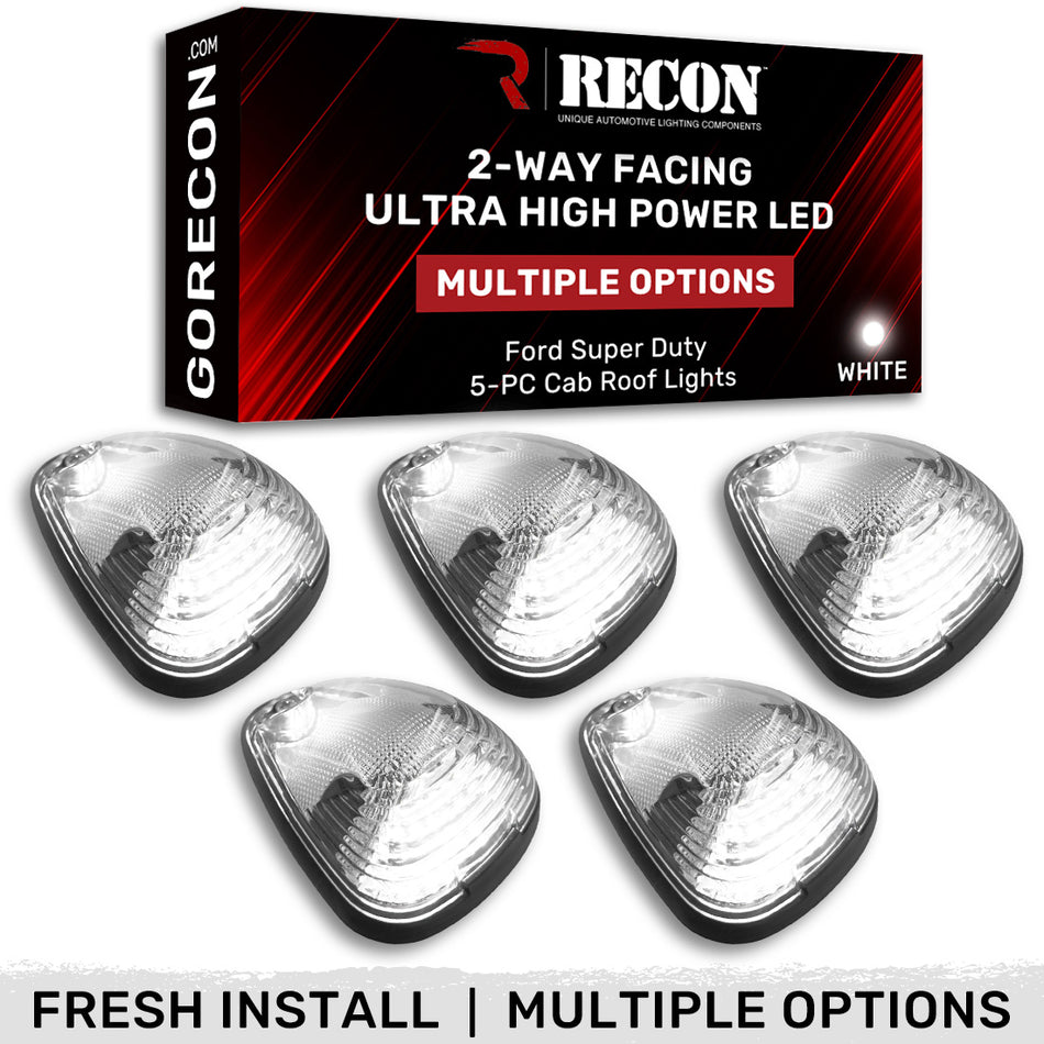 Ford 99-16 Super Duty 5-Pc Cab Roof Lights 2-Way Front & Rear Facing Ultra High-Power LED (ATTN: For Models That DID NOT Come With Factory Cab Lights) - Multiple Options