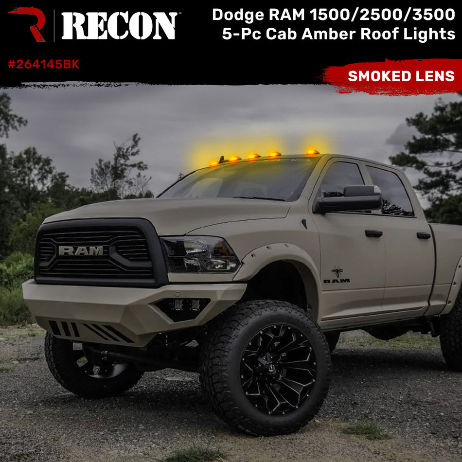Dodge RAM 99-02 5 Piece Cab Roof Light LED Smoked Lens in Amber