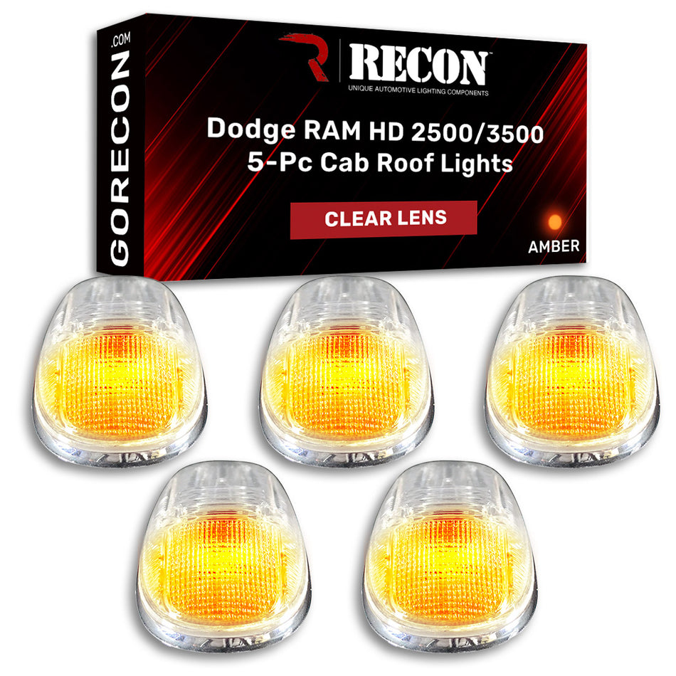 Dodge RAM 99-02 5 Piece Cab Roof Light Set LED Clear Lens in Amber