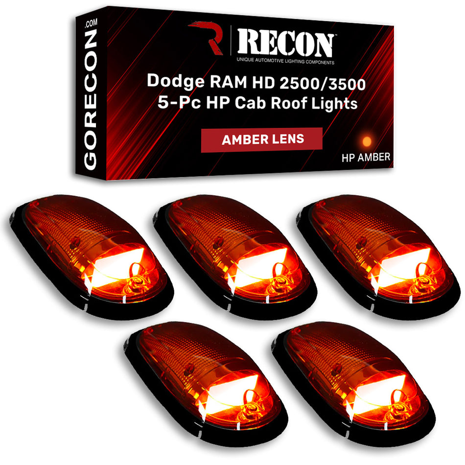 Dodge RAM Heavy-Duty 2500/3500 03-18 5 Piece Cab Roof Light Set OLED Amber Lens in Amber