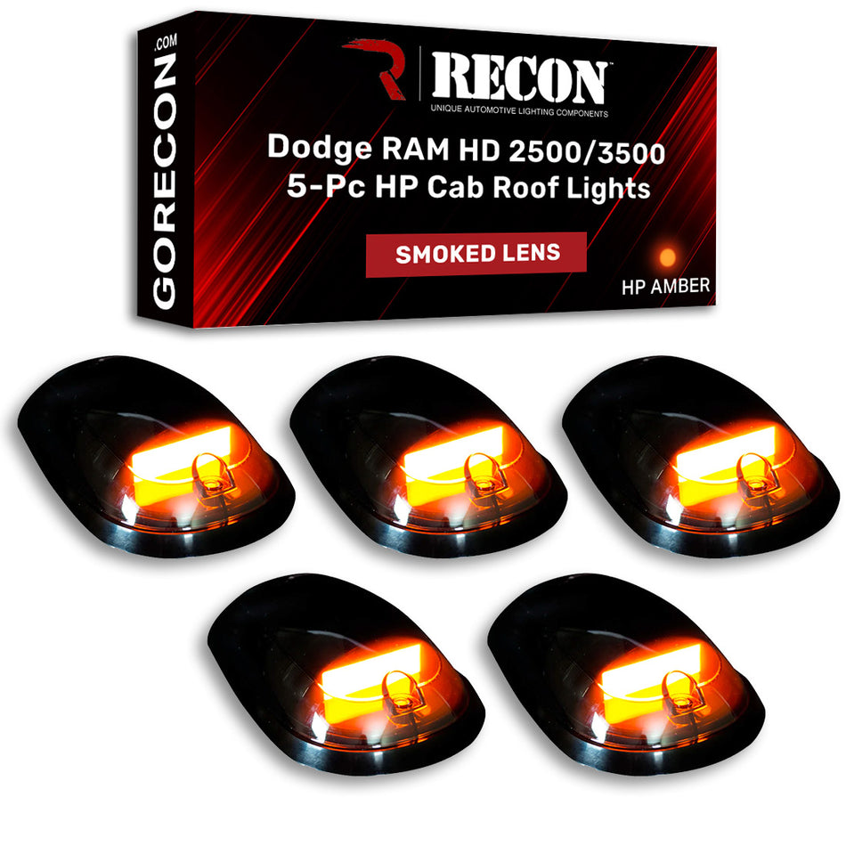 Dodge RAM Heavy-Duty 2500/3500 03-18 5 Piece Cab Roof Light Set OLED Smoked Lens in Amber