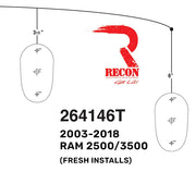 Template For Installing Dodge RAM 03-18 Cab Roof Lights Part # 264146 Series (Fresh Installs)