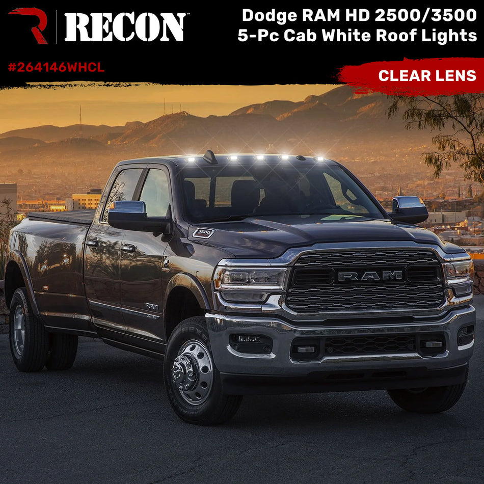 Dodge RAM Heavy-Duty 2500/3500 03-18 5 Piece Cab Roof Light Set LED Clear Lens in White