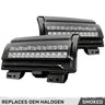 Jeep Wrangler JL 18-26 Ultra Bright White DRL OLED Amber Scanning Switchback Turn Signals Fender Lights (Replaces OEM Halogen) - Multiple Lens - SMOKED
