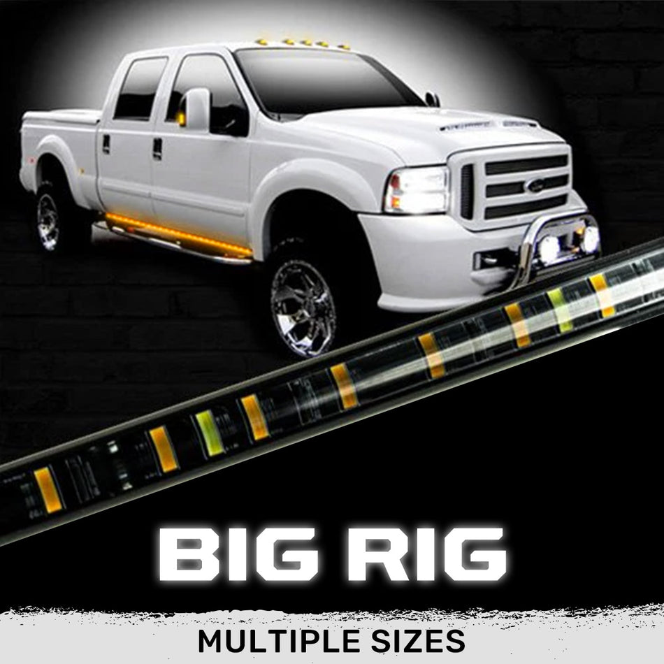 "Big Rig" Side Mounted High Power LED Light Bar Kit Amber Running Lights & Turn Signals - Multiple Sizes