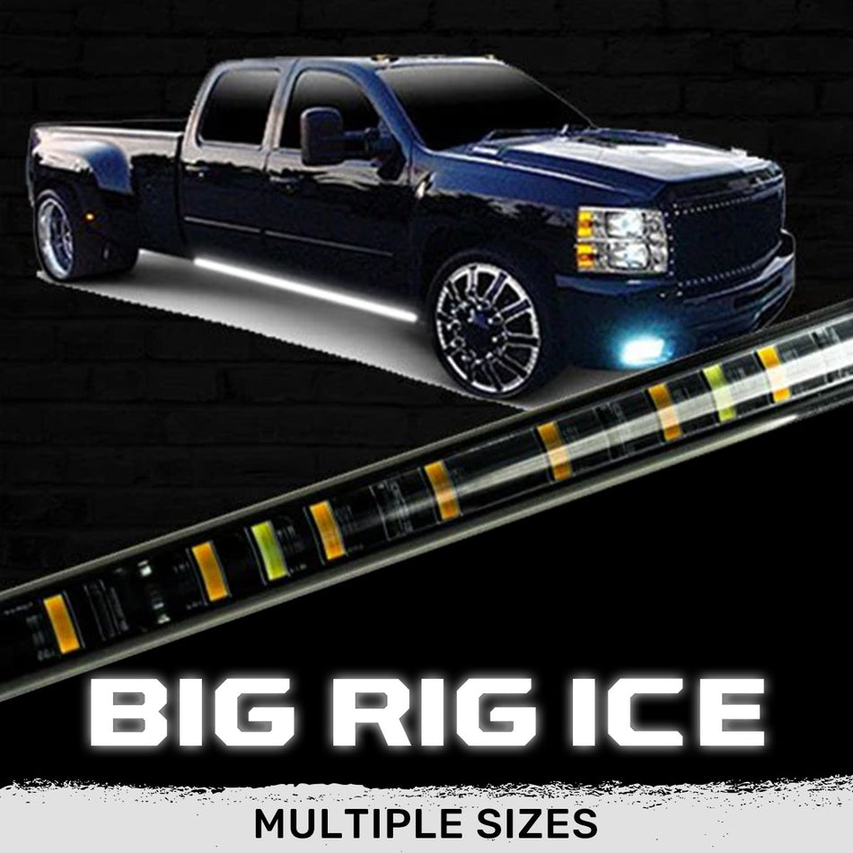 "Big Rig Ice" Side Mounted High Power LED Light Bar Kit Amber Running Lights & Turn Signals w/ White Courtesy Lights - Multiple Sizes