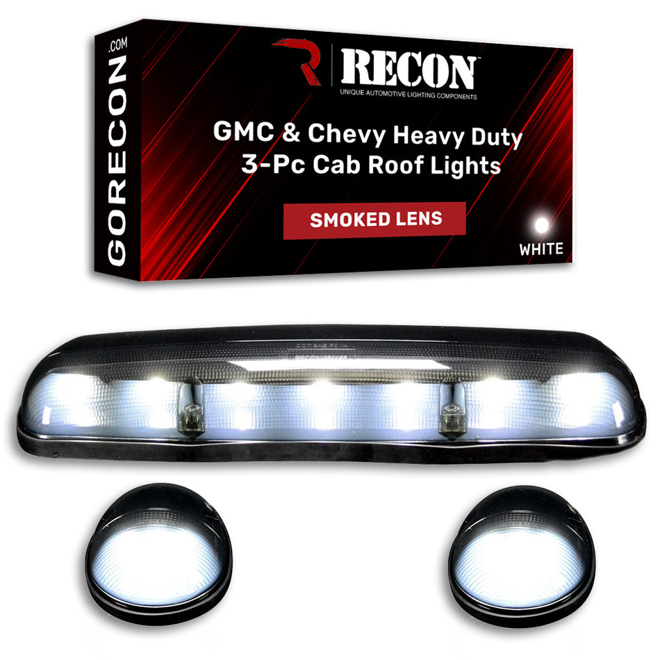 GMC & Chevy 02-07 White LED Cab Roof Lights with Smoked Lens