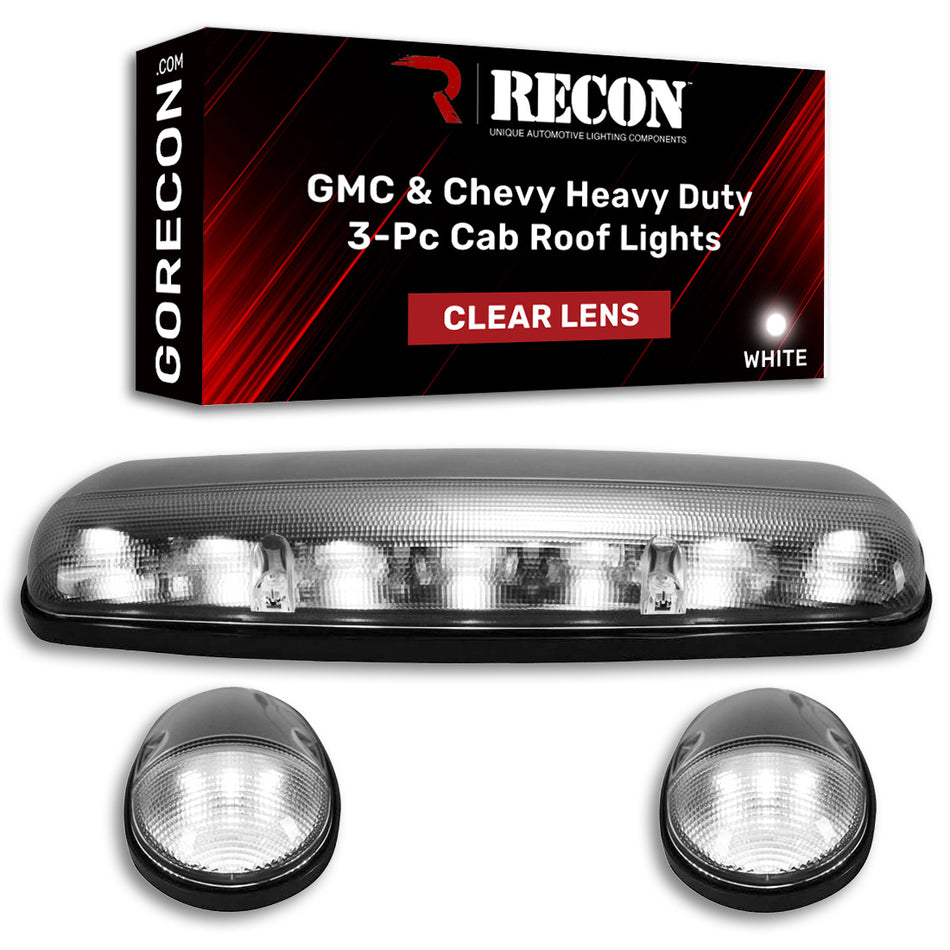 GMC & Chevy 02-07 White LED Cab Roof Lights with Clear Lens