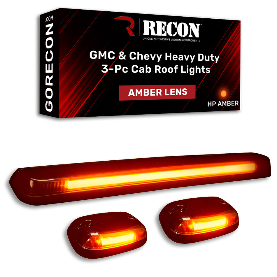 GMC & Chevy 07-14 3 Piece Cab Roof Light Set OLED Amber Lens in Amber