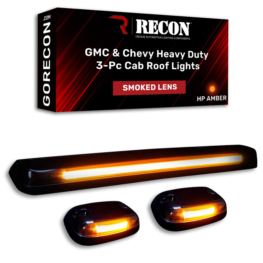 GMC u0026 Chevy 07-14 3 Piece Cab Roof Light Set OLED Smoked Lens in Amber