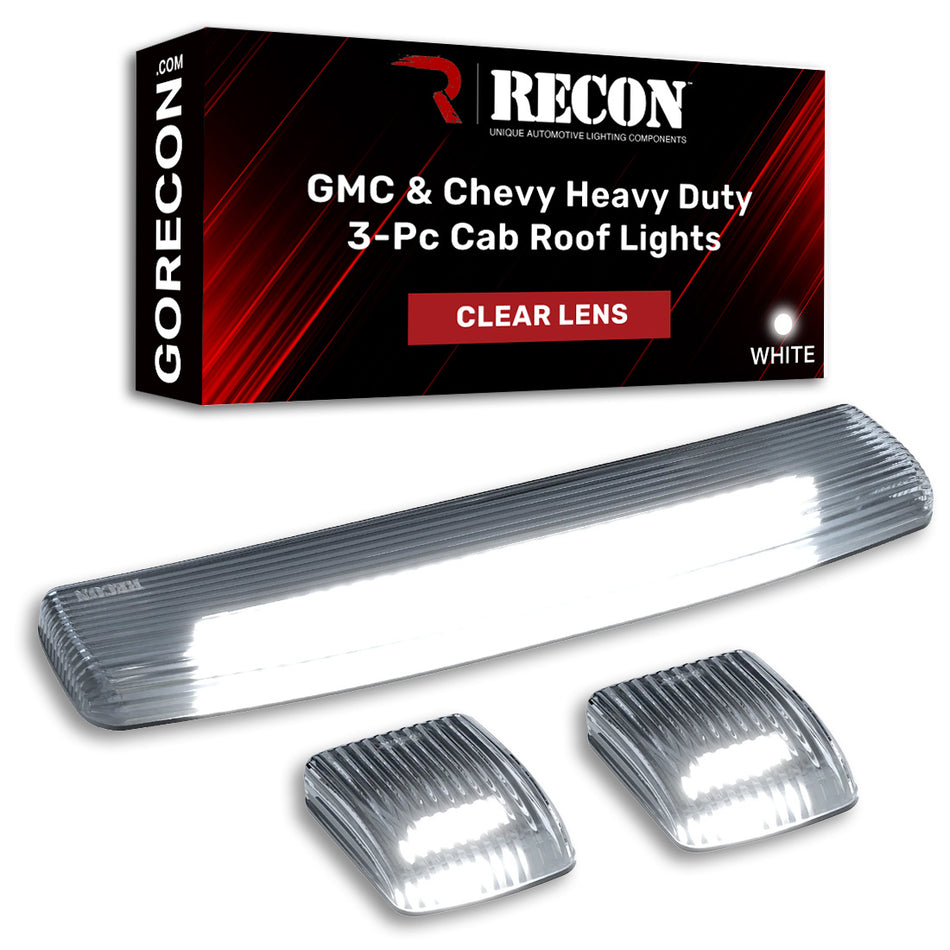 GMC & Chevy 15-19 3 Piece Cab Roof Light Set LED Clear Lens in White