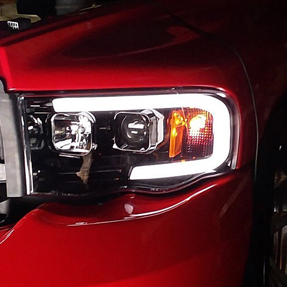 Dodge 02-05 RAM 1500/2500/3500 Projector Headlights OLED Halos & DRL in Smoked or Clear Lens