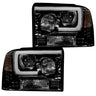 Ford Super Duty 05-07 Projector Headlights OLED Halos, DRL - Multiple Styles - SMOKED