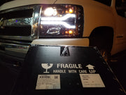 Chevy Silverado 07-13 Projector Headlights OLED Halos DRL Smoked/Black