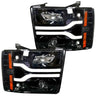 Chevrolet Silverado 07-13 (2nd Gen Single-Wheel 1500/2500/3500) Projector Headlights OLED Halos DRL - Multiple Styles - SMOKED