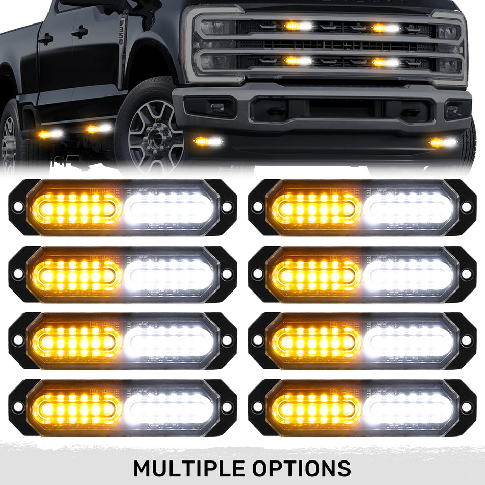 Universal 8-PC Ultra Slim Aluminum Surface Mounted 4.5" Emergency Ultra Bright LED Strobe w/ 17 Light Functions - Multiple Options