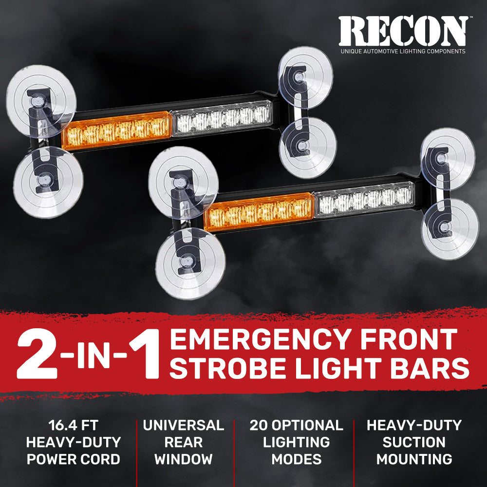 Interior Rear Window 2-PC LED Strobe/Flashing Light Bars in Amber & Wh ...