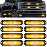 Universal 8-PC Ultra Slim Aluminum Surface Mounted 4.5" Emergency Ultra Bright LED Strobe w/ 17 Light Functions - Multiple Options - 8-PC SET / AMBER