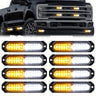 Universal 8-PC Ultra Slim Aluminum Surface Mounted 4.5" Emergency Ultra Bright LED Strobe w/ 17 Light Functions - Multiple Options - 8-PC SET / AMBER & WHITE